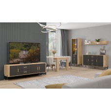 Kumode ar durvīm DANTE DT11, Ozols cremona/Antrancīts matēts/Melns